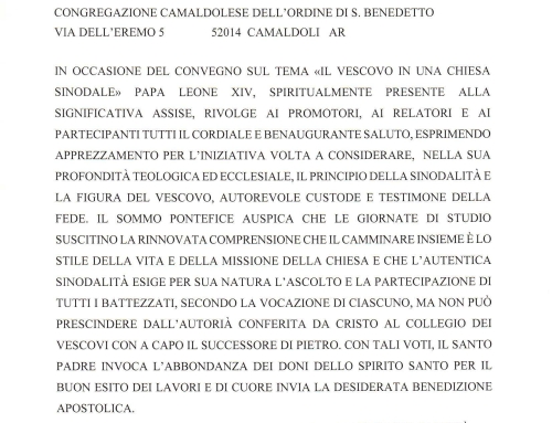Messaggio di Papa Leone XIV per il Convegno Teologico “Quale vescovo per una Chiesa sinodale”